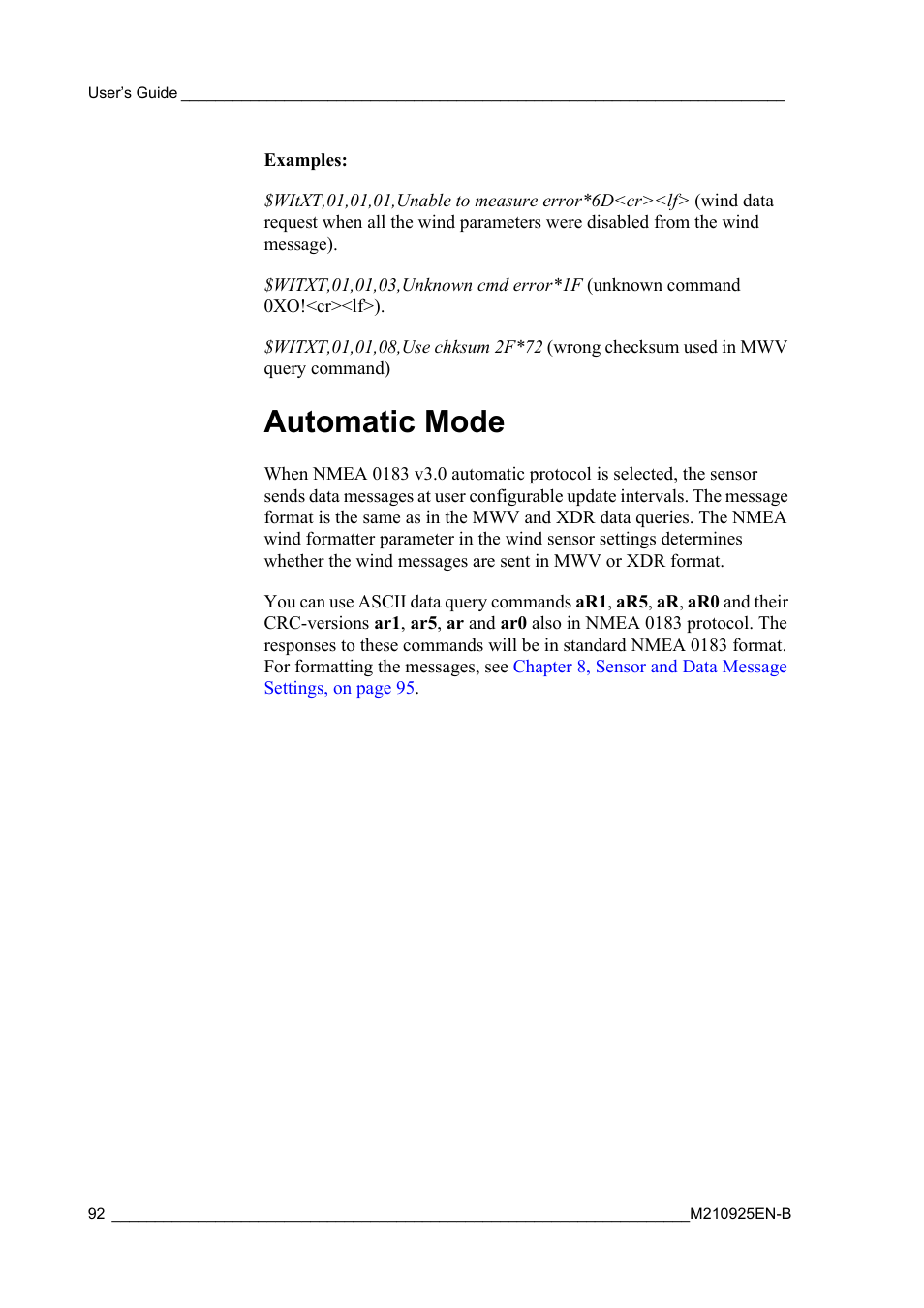 Automatic mode | Vaisala WMT52 User Manual | Page 94 / 143