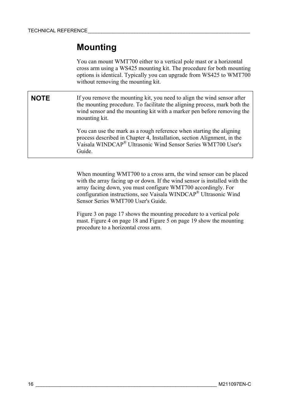 Mounting | Vaisala WMT700 User Manual | Page 18 / 80