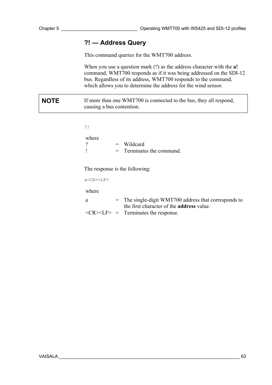 Address query | Vaisala WMT700 User Manual | Page 65 / 80