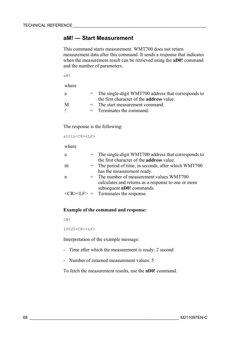 Am! — start measurement | Vaisala WMT700 User Manual | Page 70 / 80