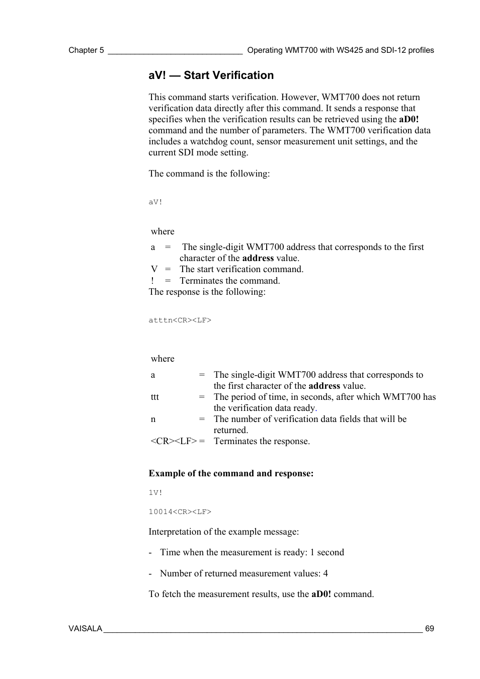Av! — start verification | Vaisala WMT700 User Manual | Page 71 / 80