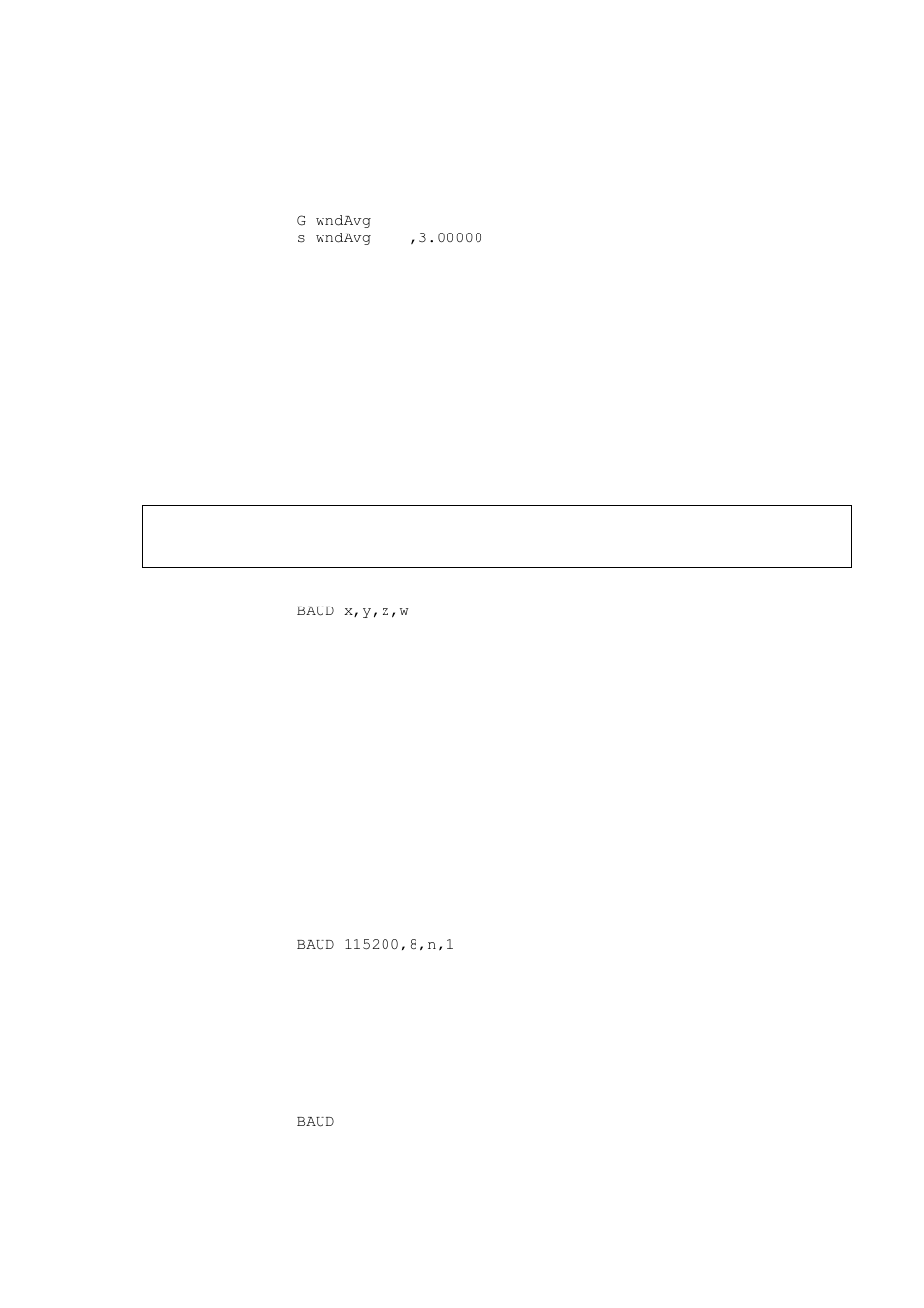 Baud — display or set port settings, Set port settings, Display port settings | Vaisala WMT700 User Manual | Page 116 / 221
