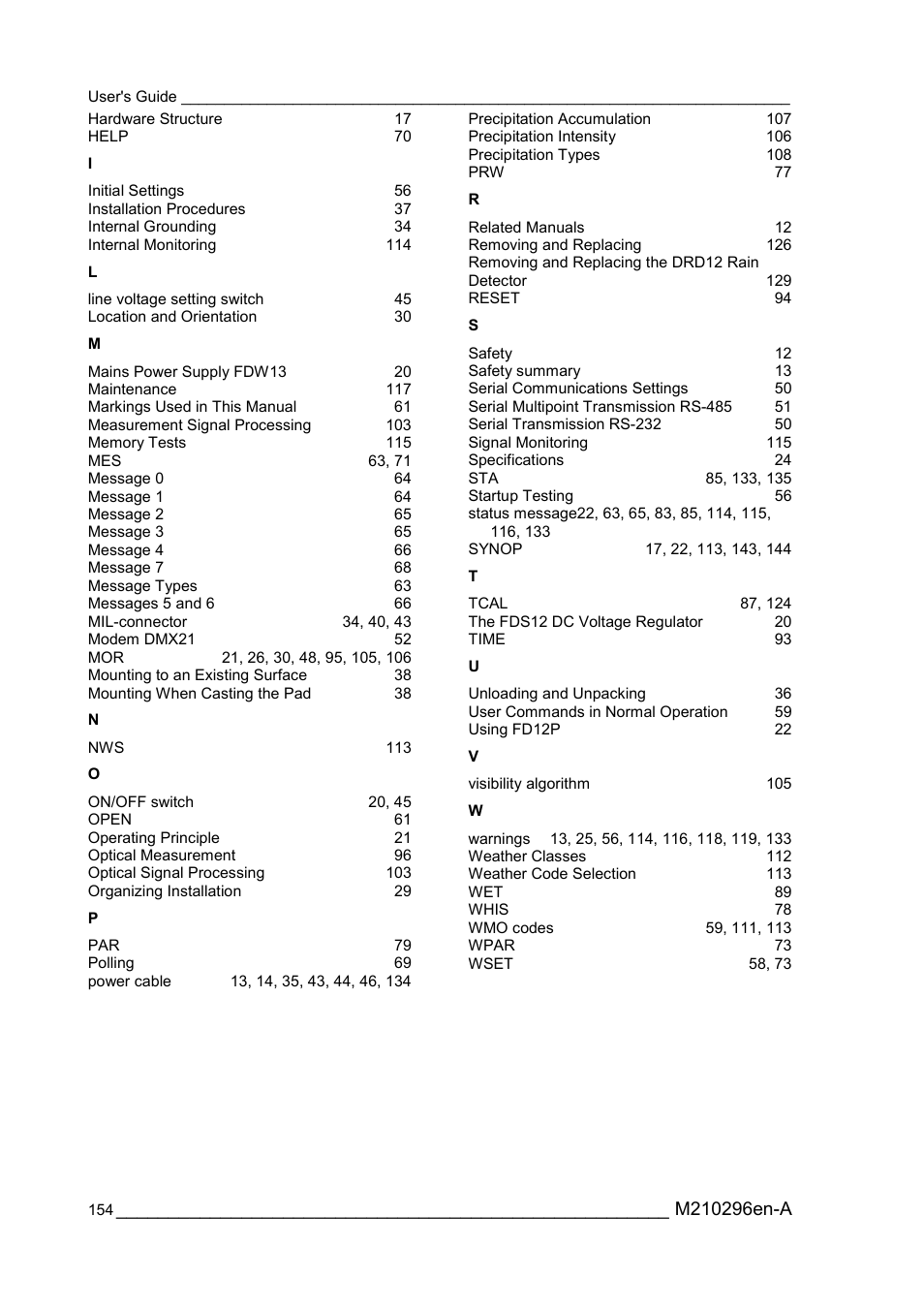 Vaisala FD12P User Manual | Page 154 / 154