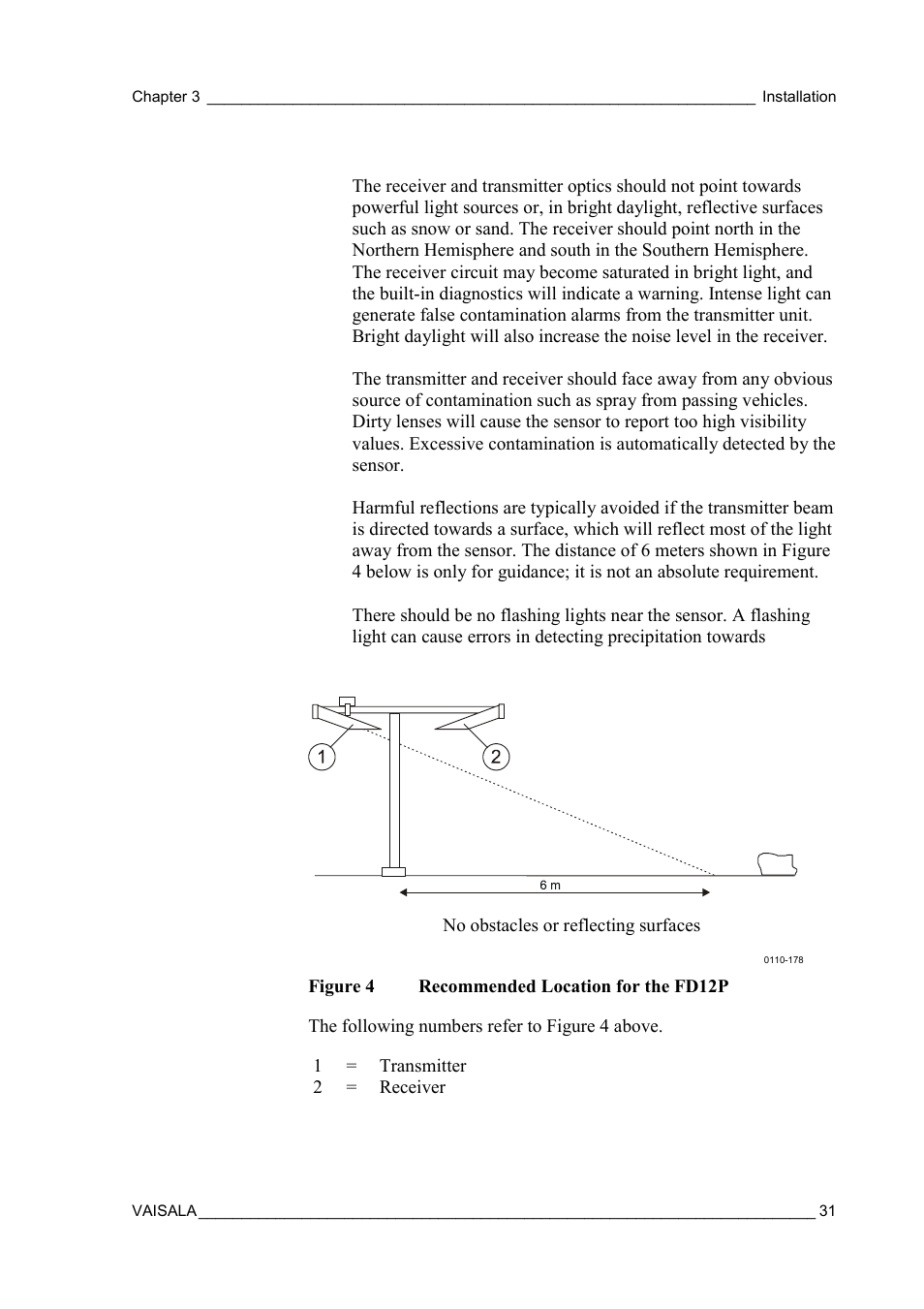 Figure 4, Recommended location for the fd12p | Vaisala FD12P User Manual | Page 31 / 154