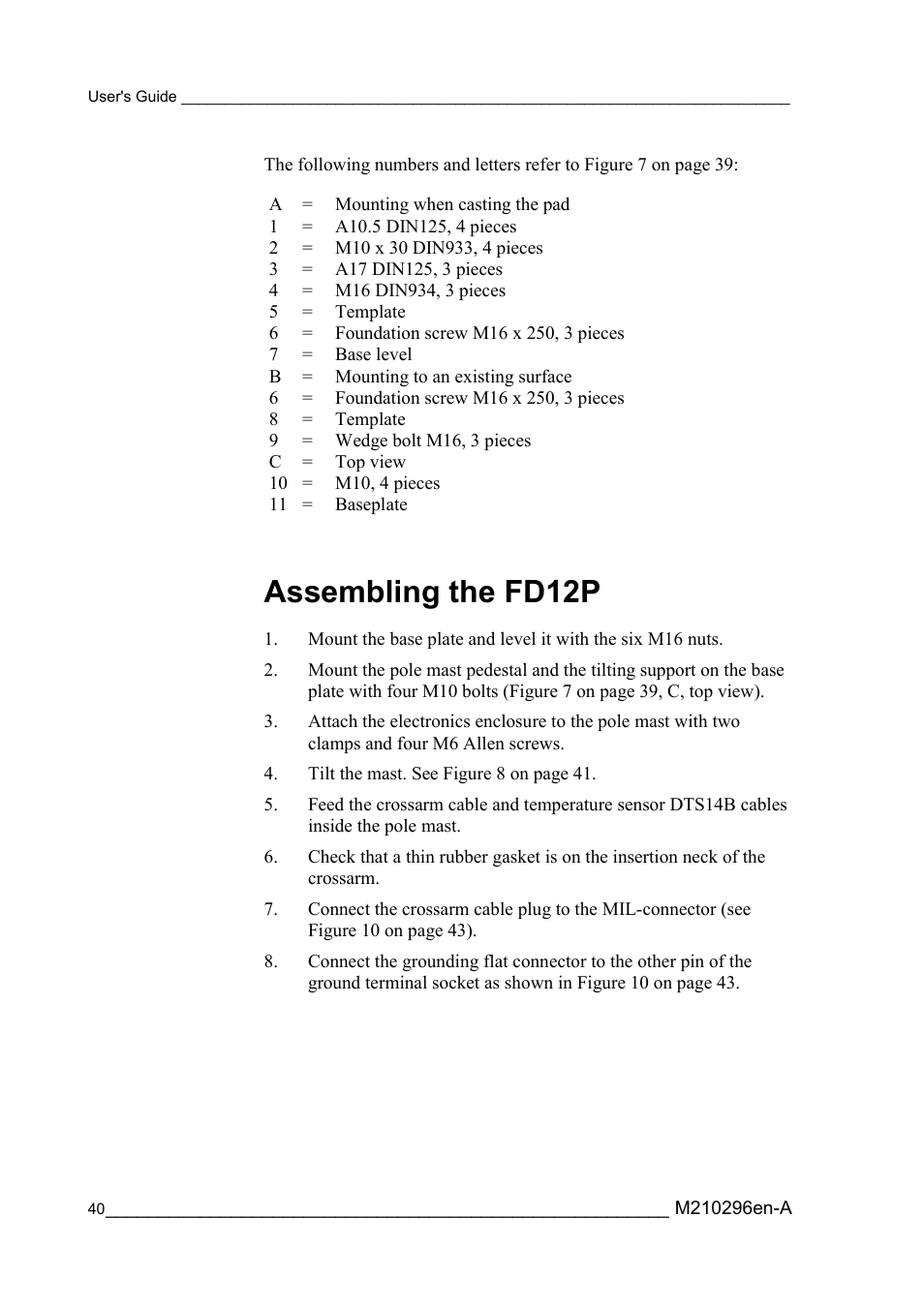 Assembling the fd12p | Vaisala FD12P User Manual | Page 40 / 154