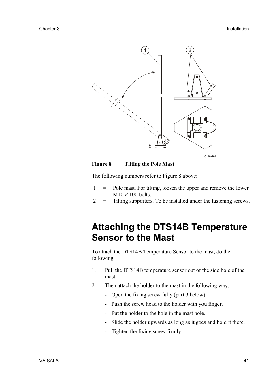 Figure 8, Tilting the pole mast | Vaisala FD12P User Manual | Page 41 / 154