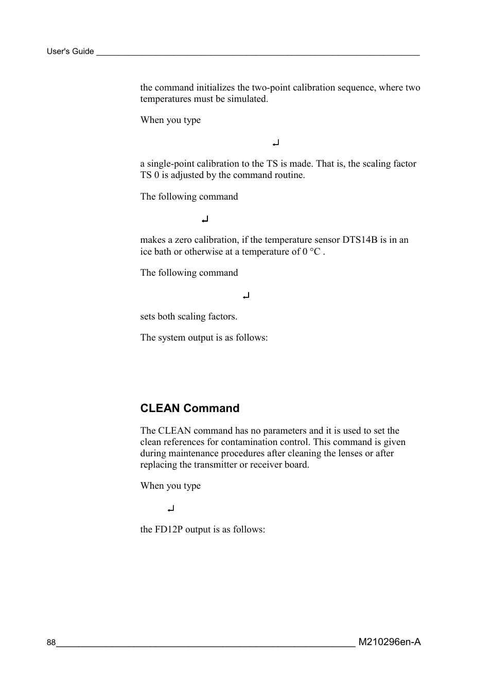 Clean command | Vaisala FD12P User Manual | Page 88 / 154