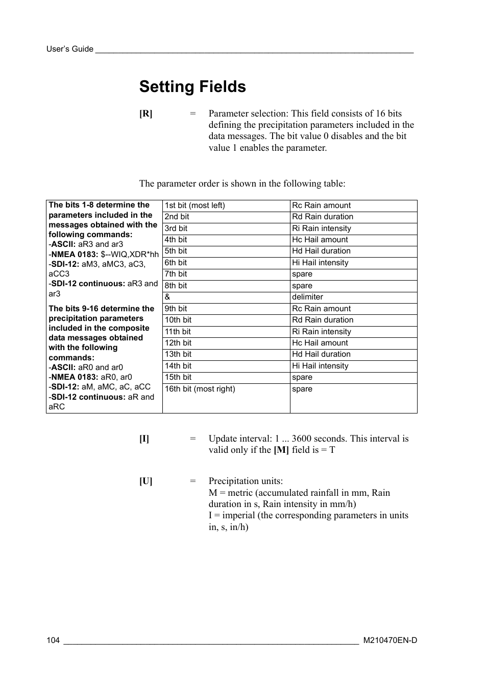 Setting fields | Vaisala WXT510 User Manual | Page 106 / 152