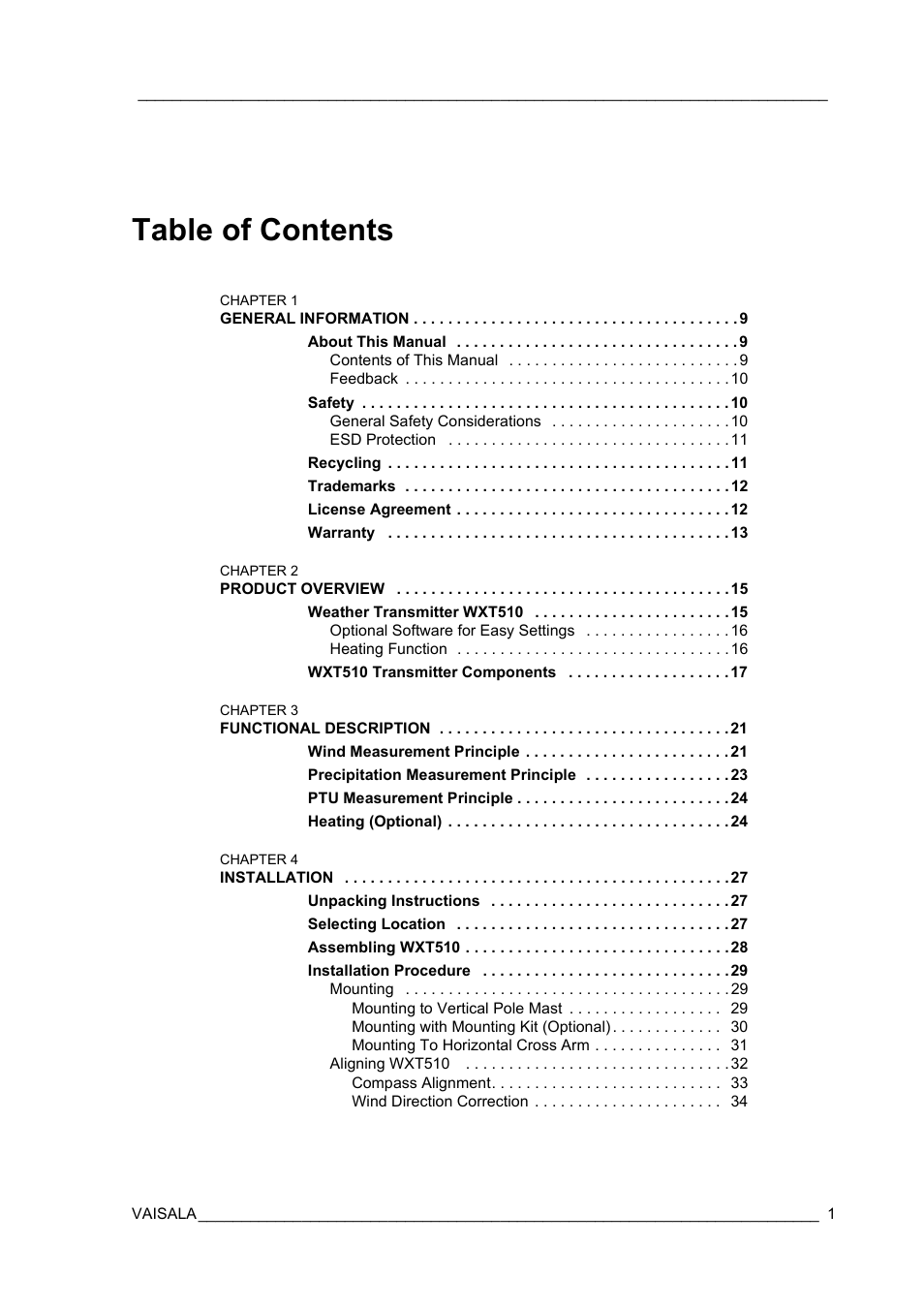 Vaisala WXT510 User Manual | Page 3 / 152