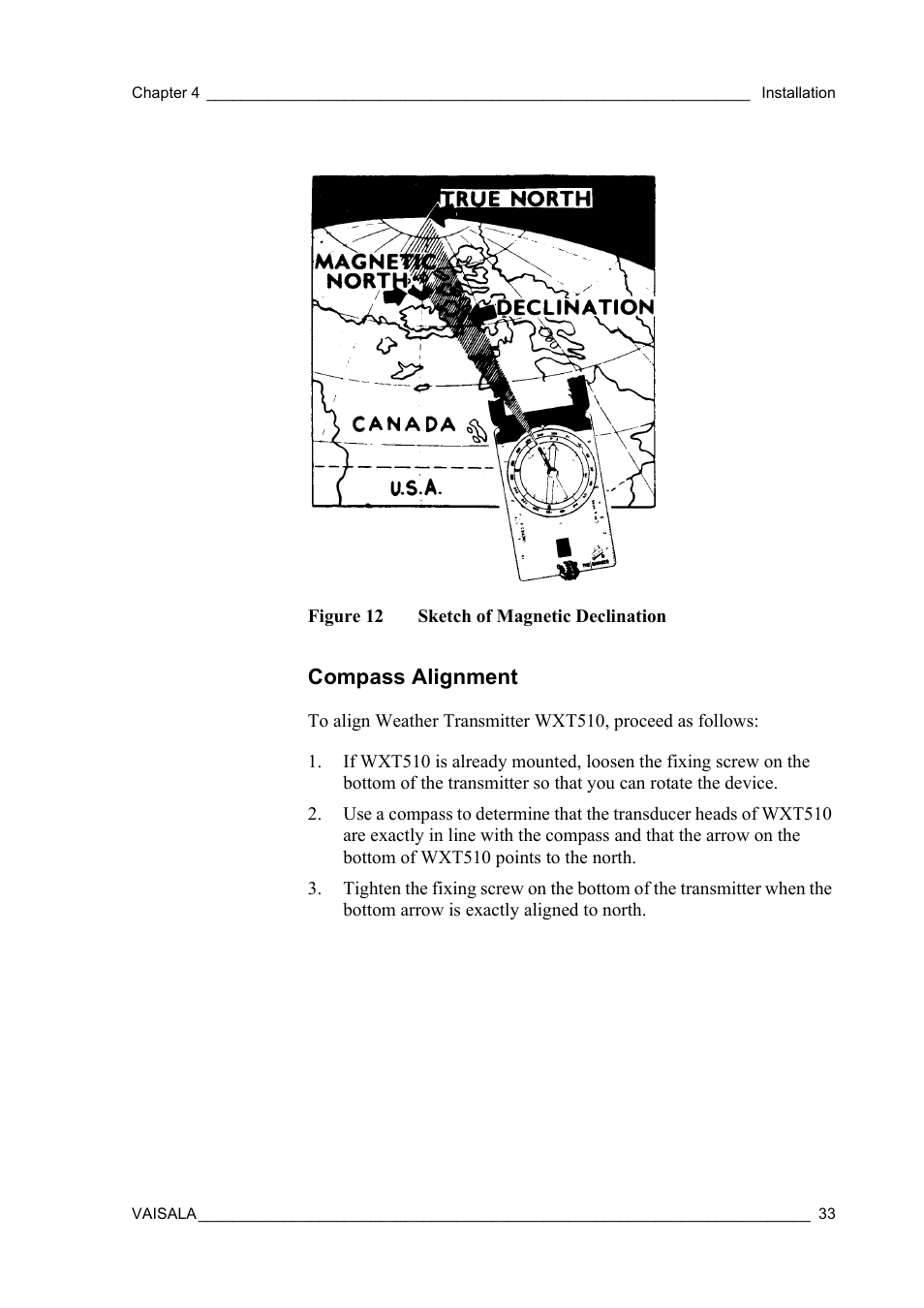 Compass alignment | Vaisala WXT510 User Manual | Page 35 / 152