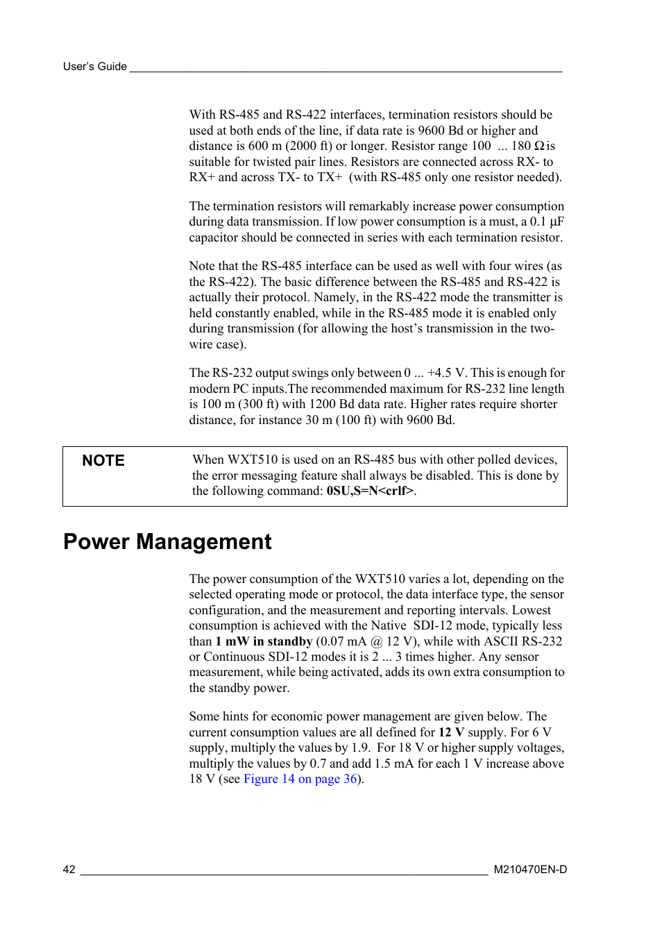 Power management | Vaisala WXT510 User Manual | Page 44 / 152