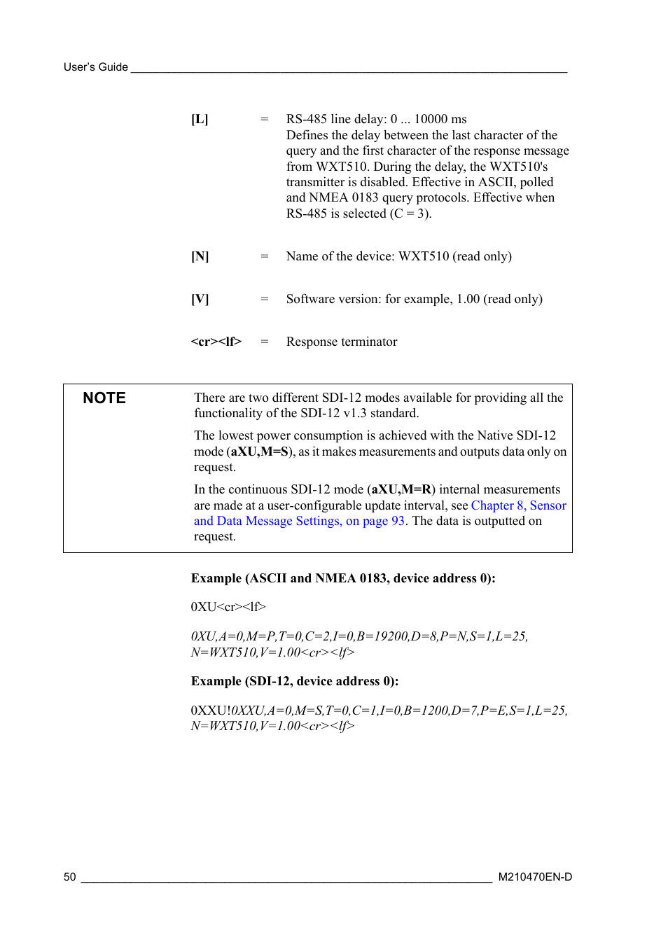 Vaisala WXT510 User Manual | Page 52 / 152