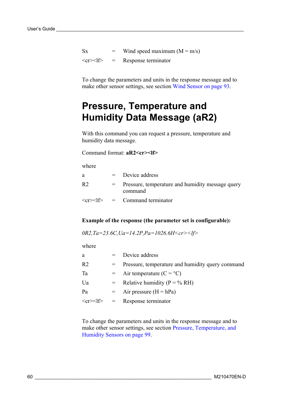 Vaisala WXT510 User Manual | Page 62 / 152