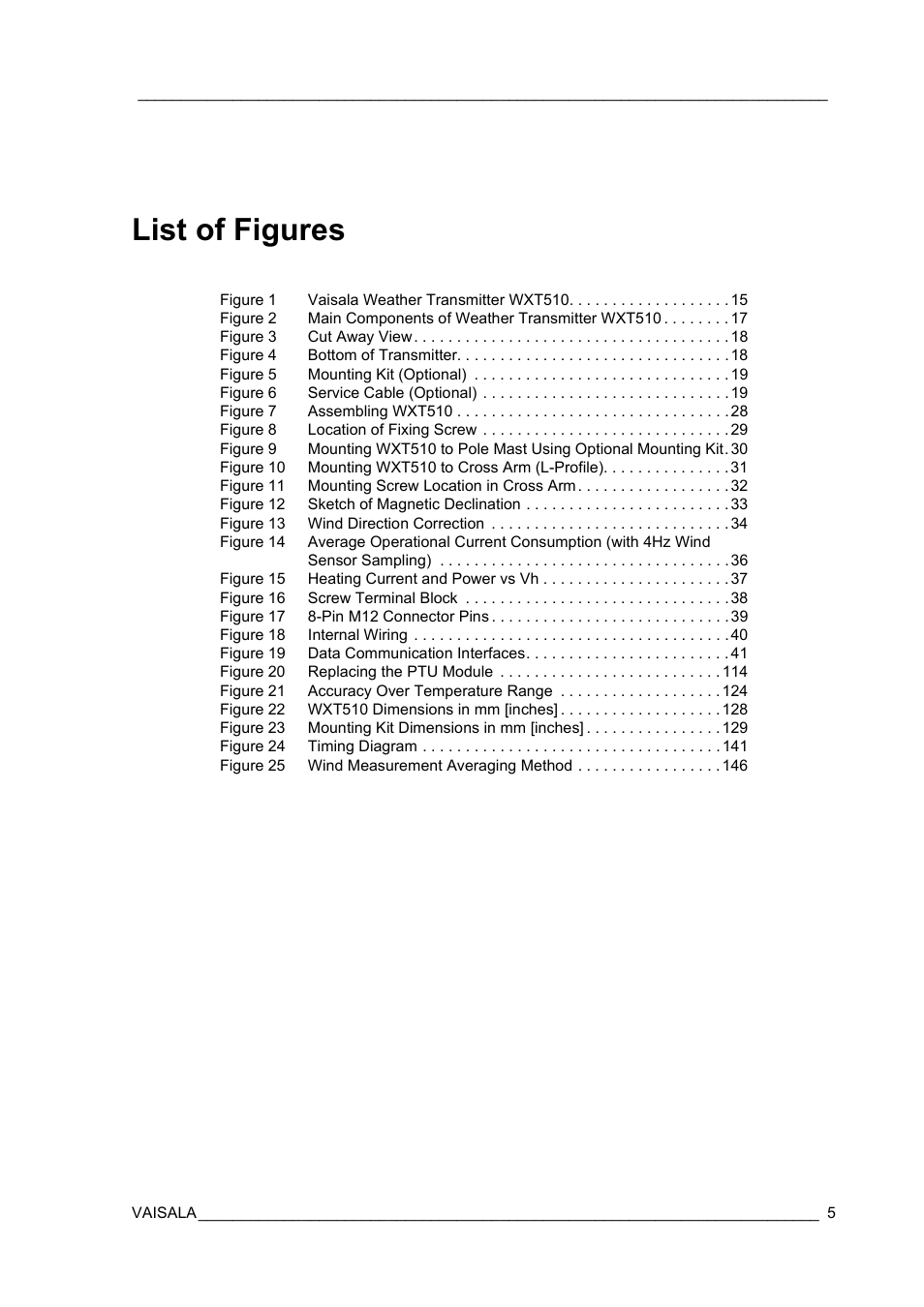 List of figures | Vaisala WXT510 User Manual | Page 7 / 152