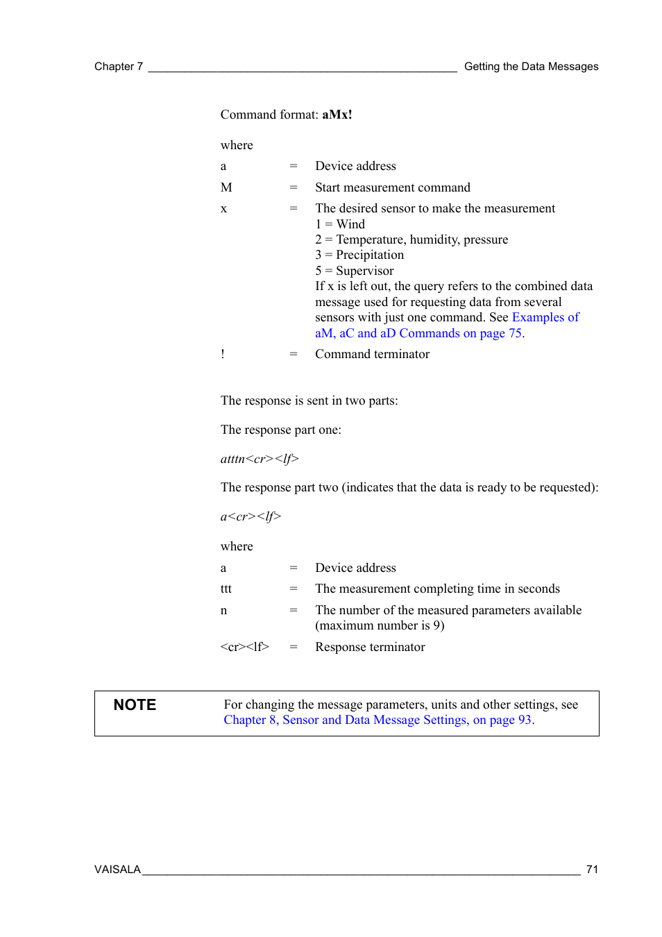 Vaisala WXT510 User Manual | Page 73 / 152