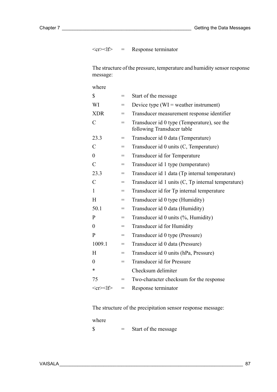 Vaisala WXT510 User Manual | Page 89 / 152