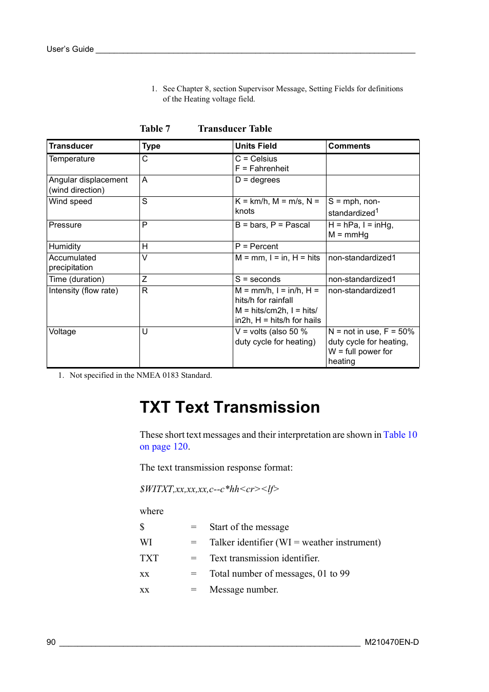 Txt text transmission | Vaisala WXT510 User Manual | Page 92 / 152