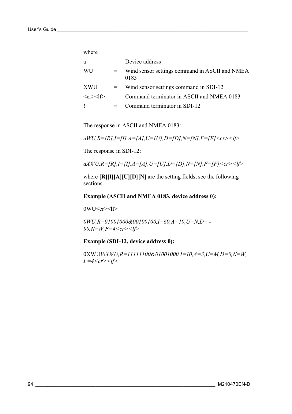 Vaisala WXT510 User Manual | Page 96 / 152