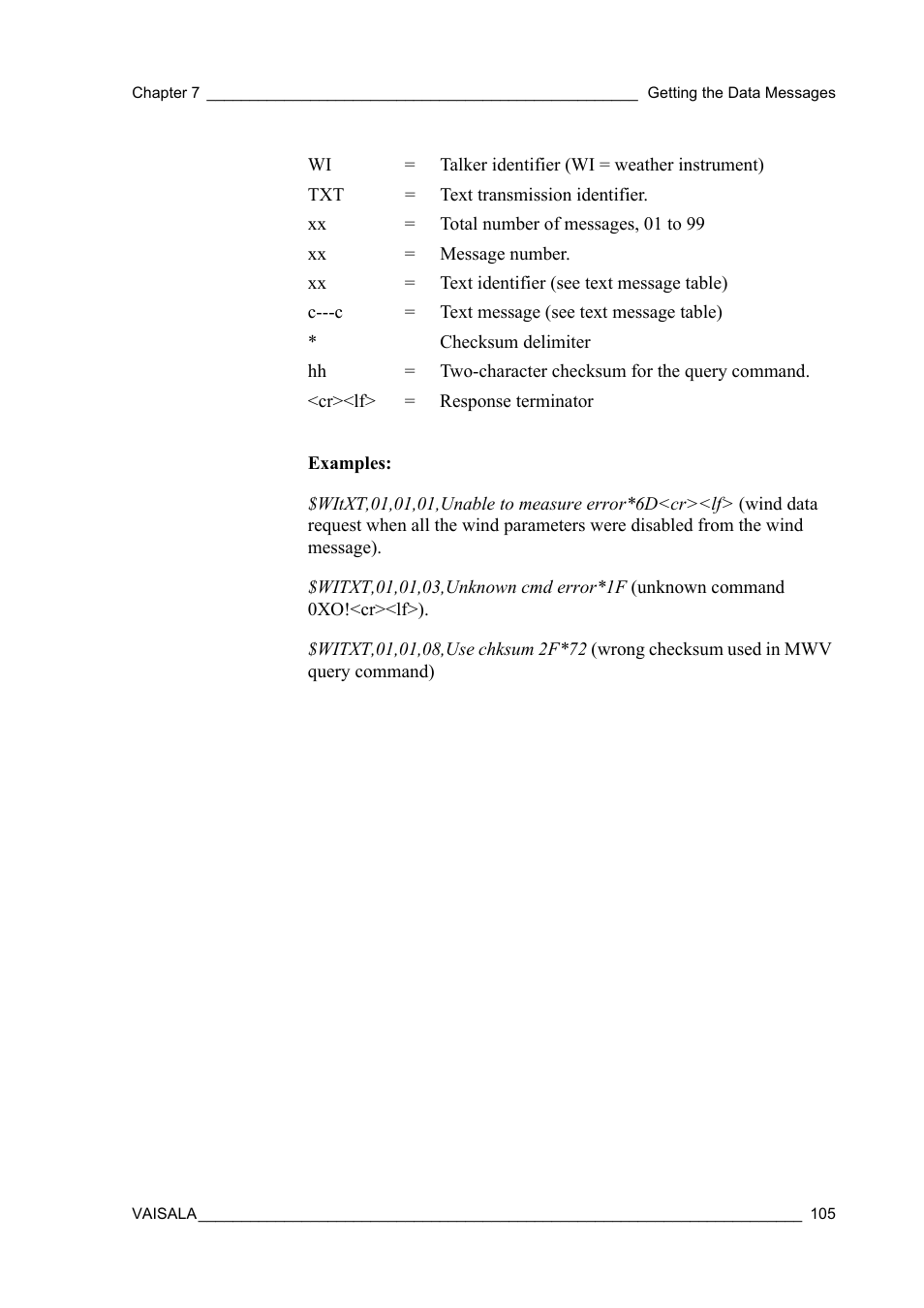 Vaisala WXT520 User Manual | Page 107 / 171