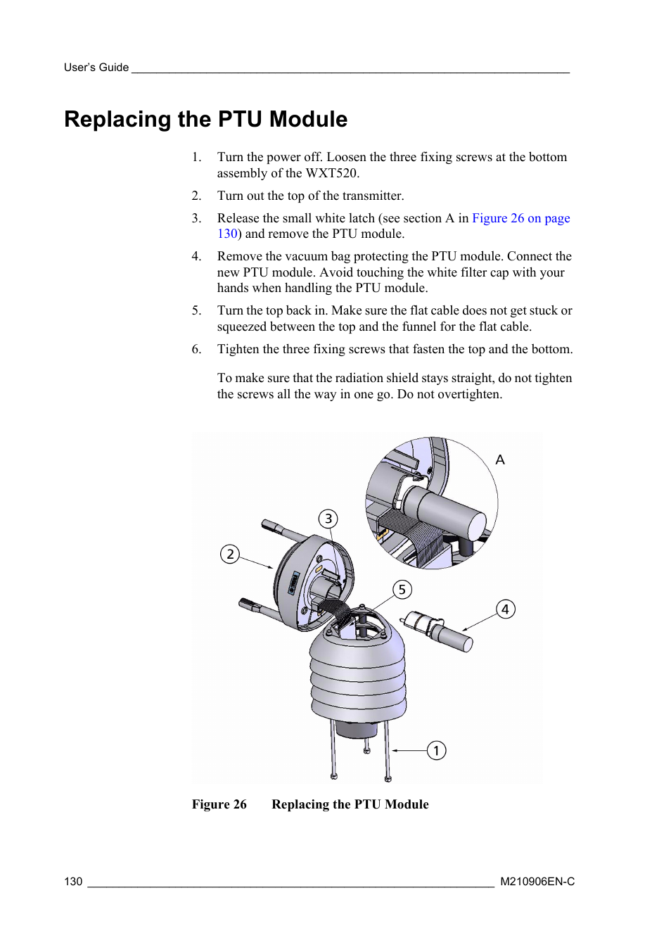 Replacing the ptu module, Figure 26 | Vaisala WXT520 User Manual | Page 132 / 171
