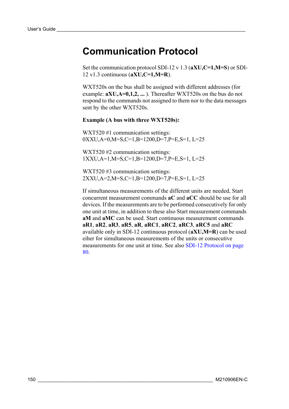 Communication protocol | Vaisala WXT520 User Manual | Page 152 / 171