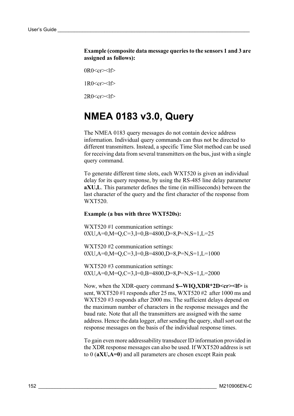 Nmea 0183 v3.0, query | Vaisala WXT520 User Manual | Page 154 / 171