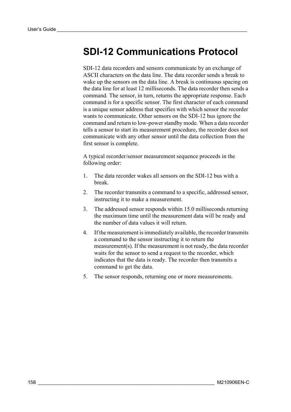 Sdi-12 communications protocol | Vaisala WXT520 User Manual | Page 160 / 171