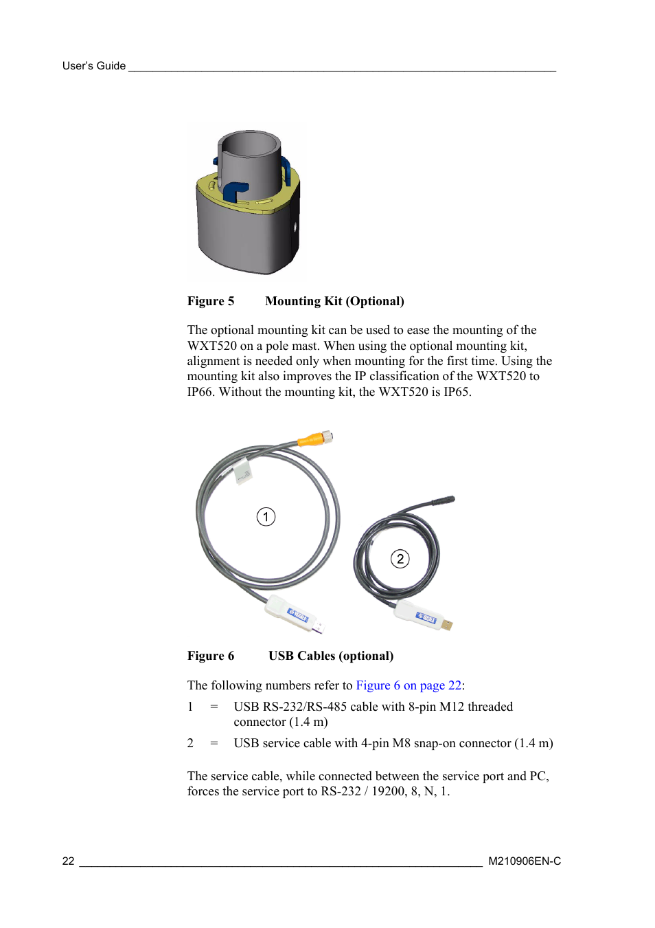 Figure 5, Mounting kit (optional), Figure 6 | Usb cables (optional) | Vaisala WXT520 User Manual | Page 24 / 171