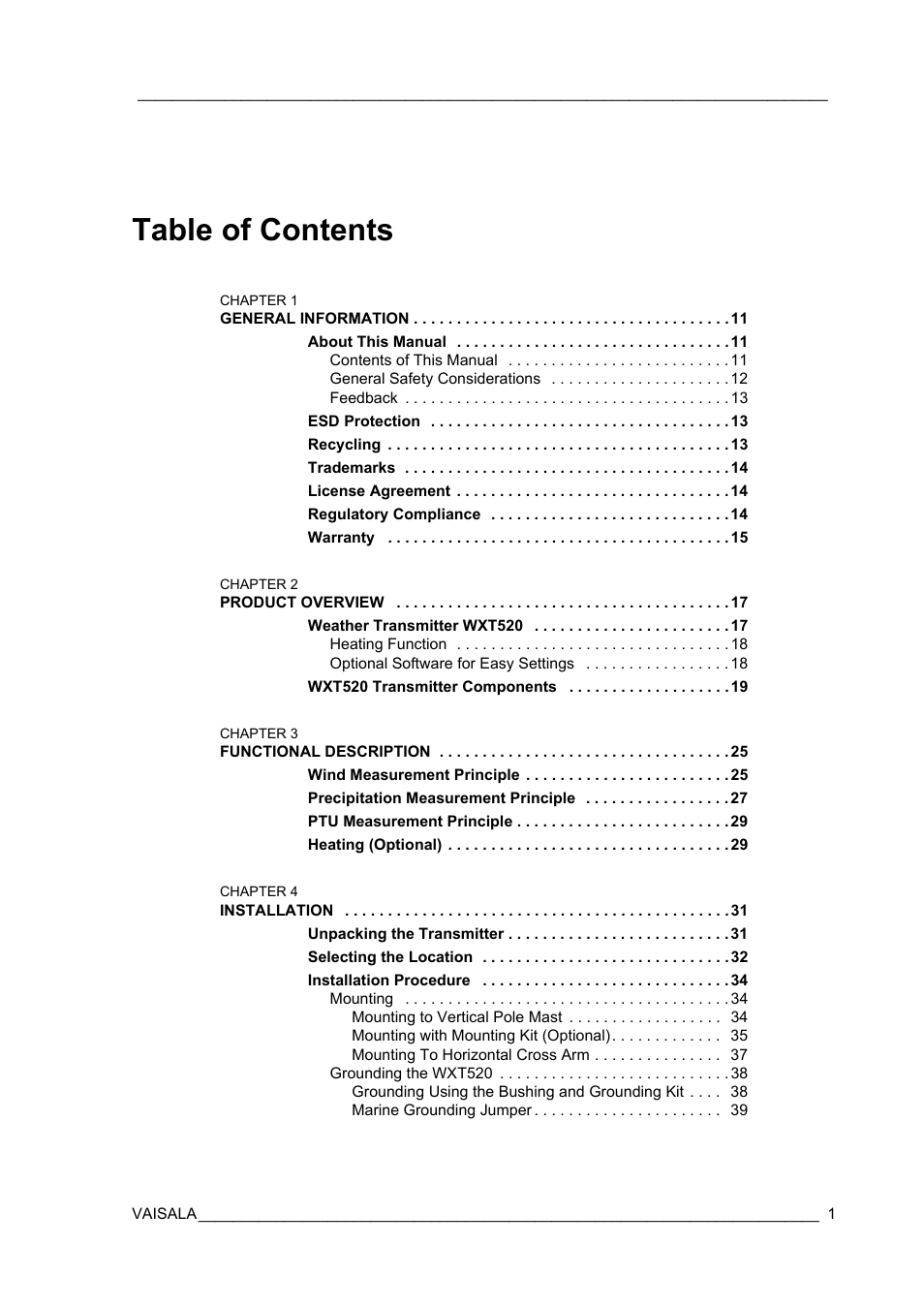 Vaisala WXT520 User Manual | Page 3 / 171