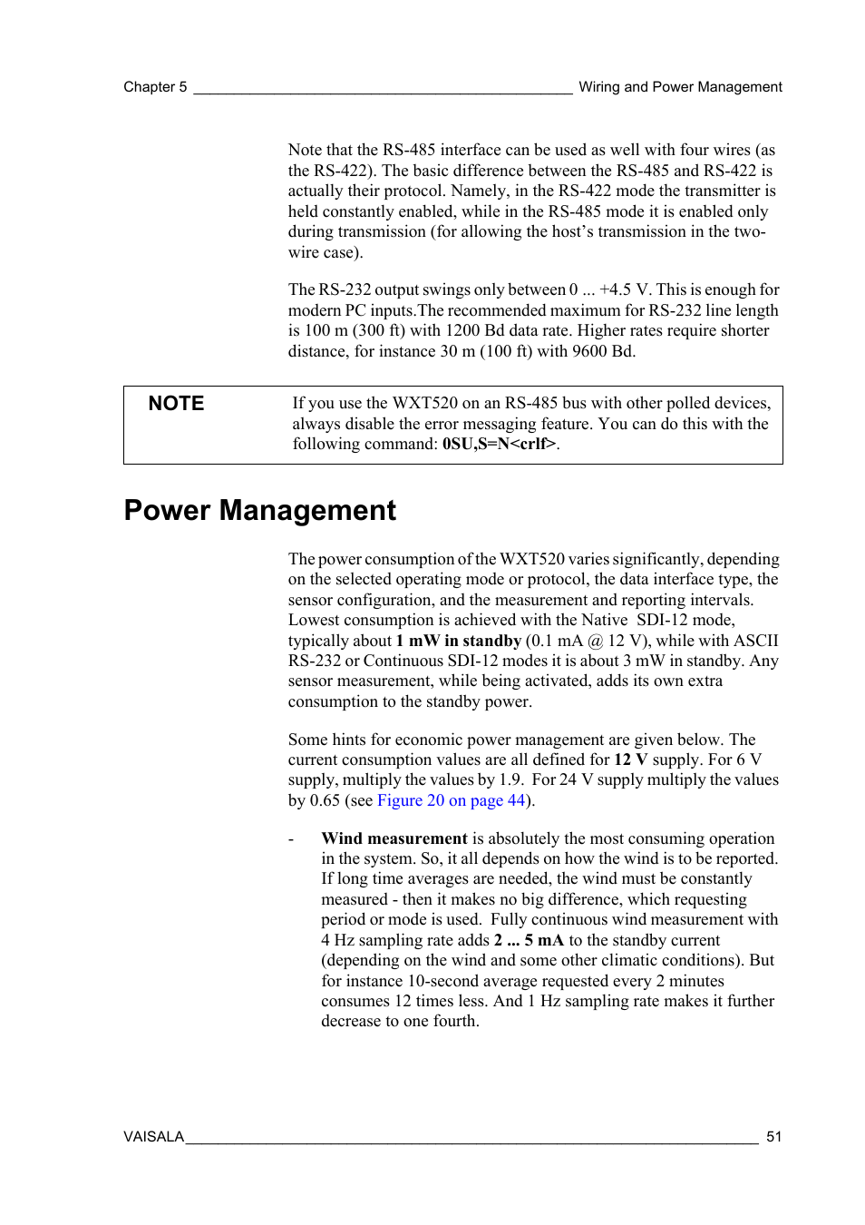 Power management | Vaisala WXT520 User Manual | Page 53 / 171