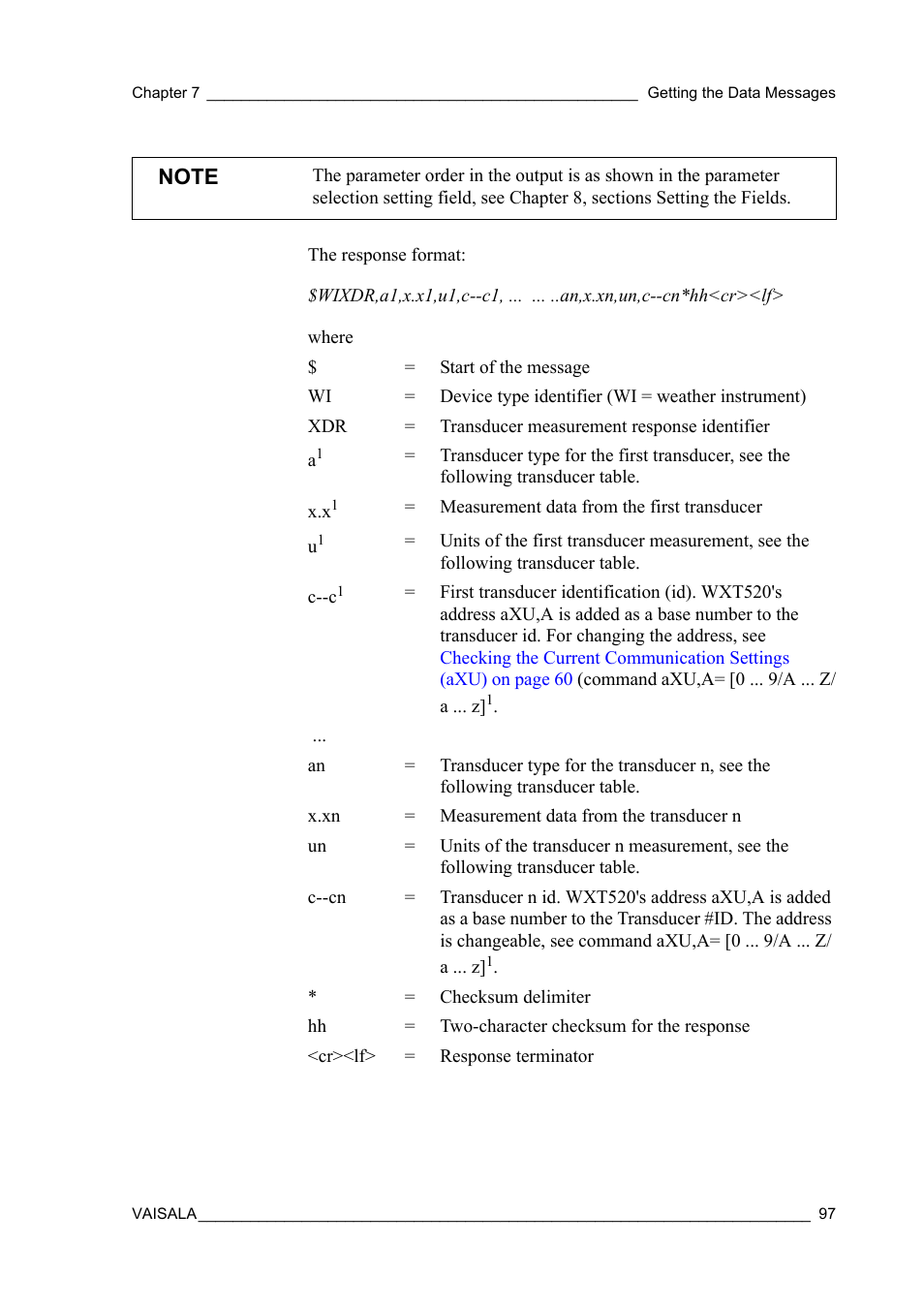 Vaisala WXT520 User Manual | Page 99 / 171