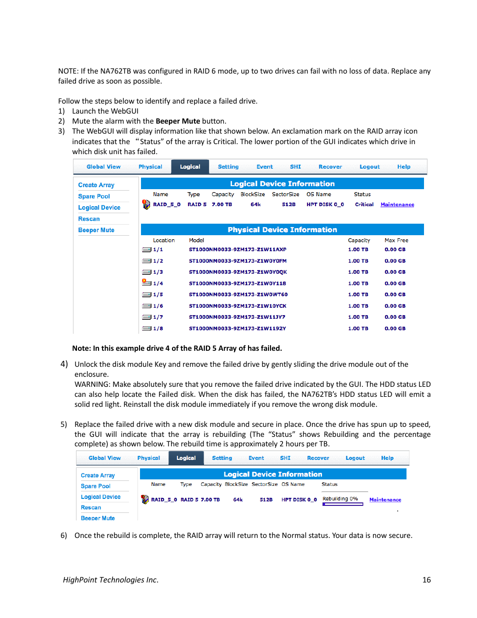 HighPoint NA762TB User Manual | Page 16 / 41