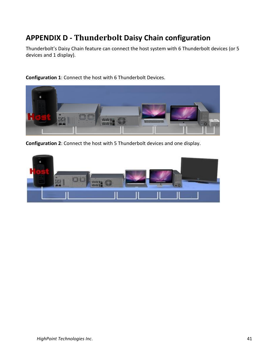 Appendix d - thunderbolt daisy chain configuration | HighPoint NA762TB User Manual | Page 41 / 41