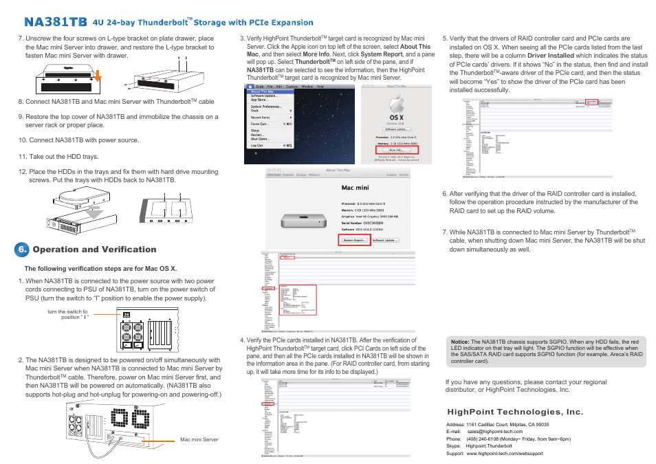 Operation and verification | HighPoint NA333TB User Manual | Page 3 / 3