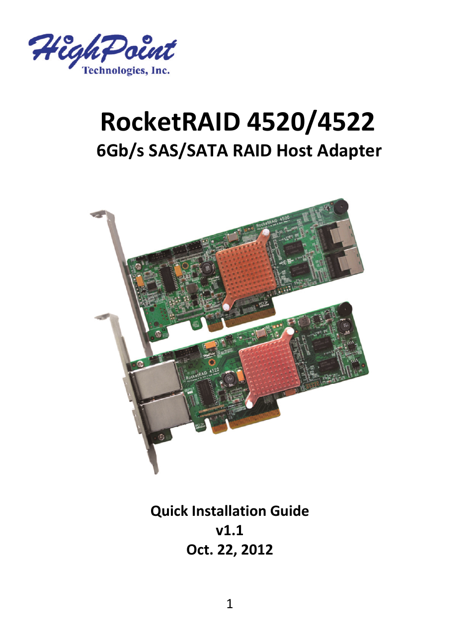 HighPoint RocketRAID 4522 User Manual | 8 pages