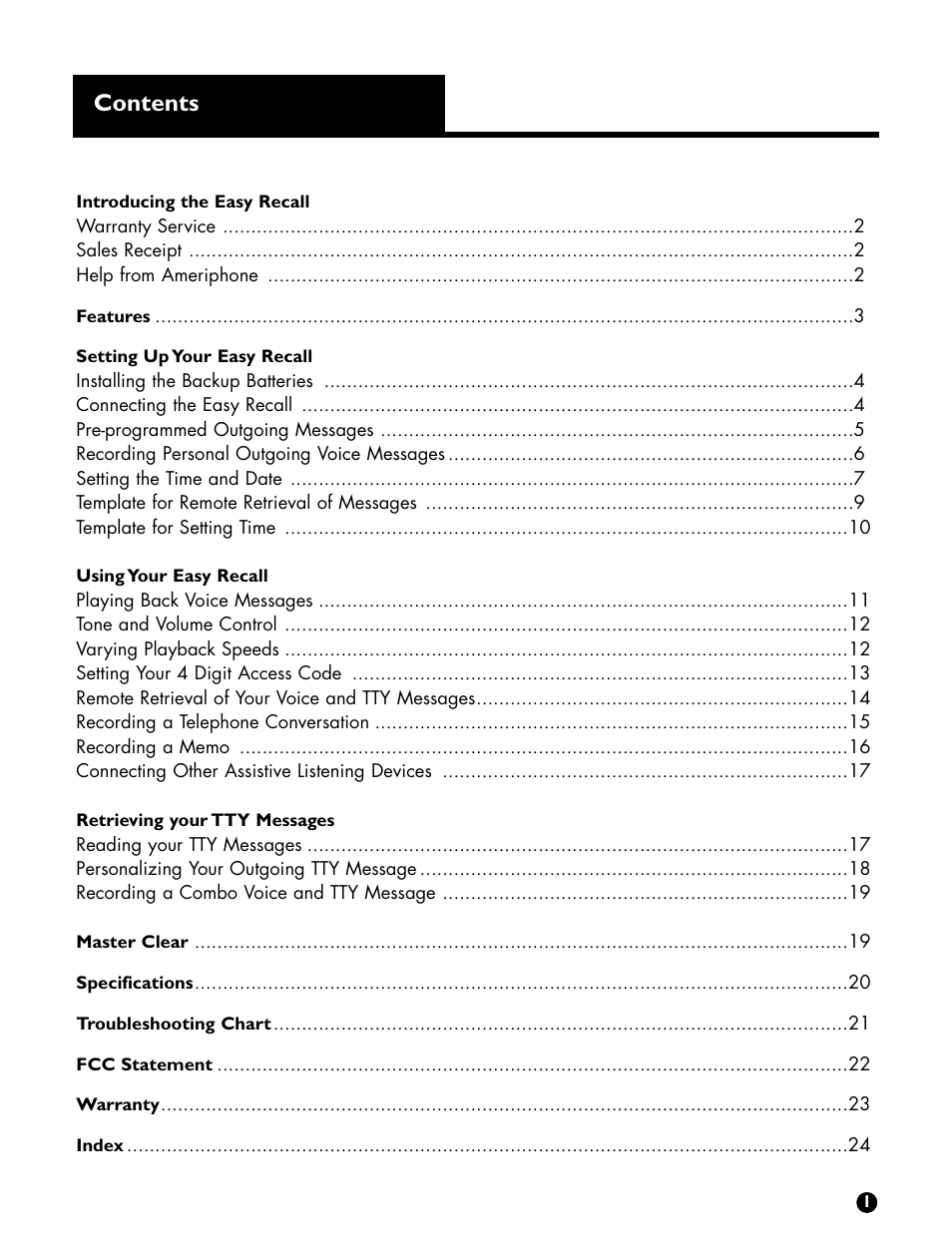 Ameriphone Digital Answering Machine User Manual | Page 3 / 26