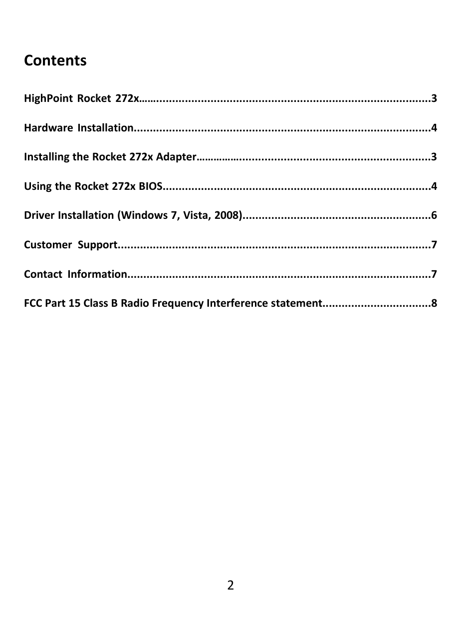 HighPoint Rocket 2720SGL User Manual | Page 2 / 8
