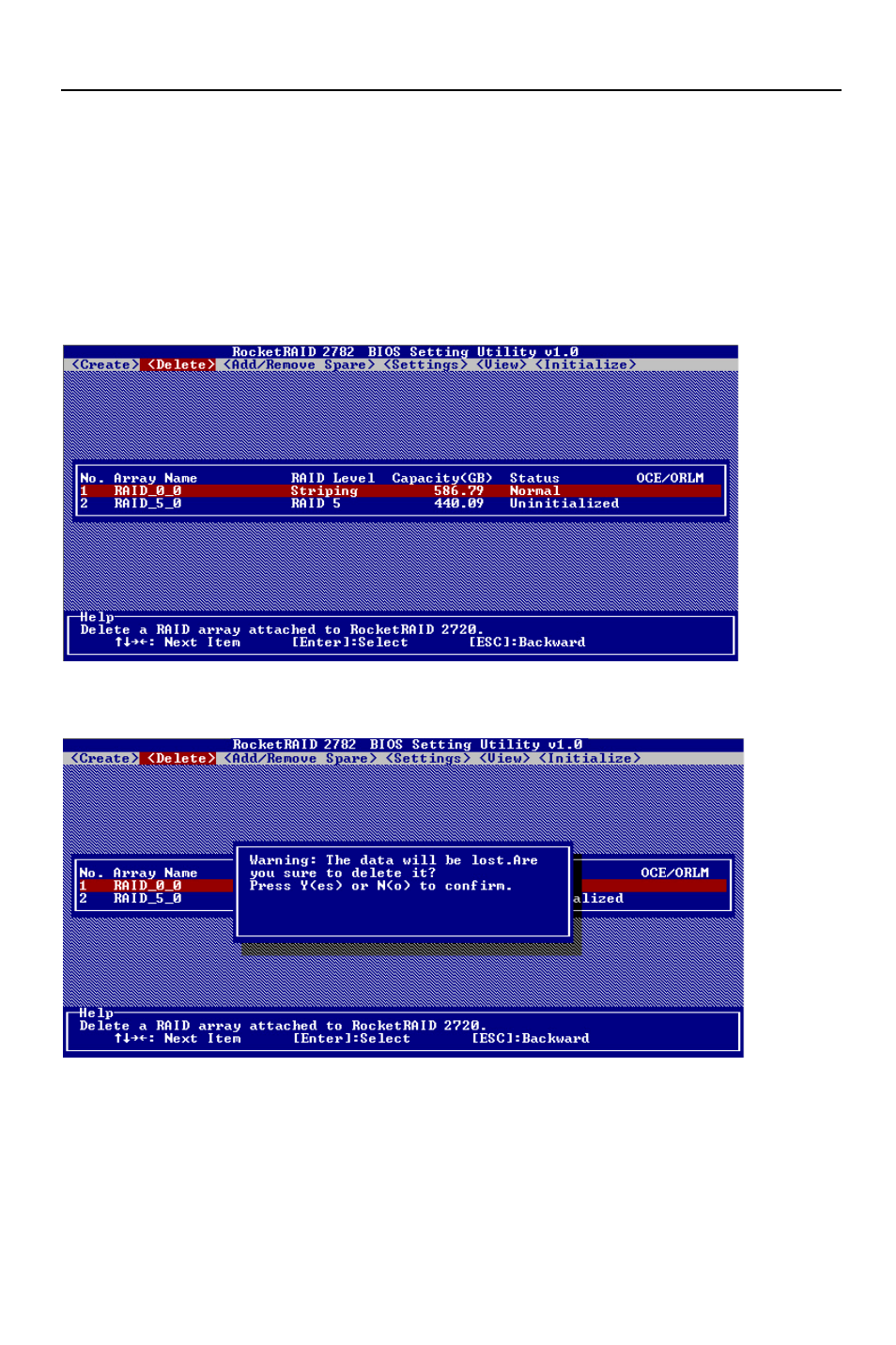 3 – deleting arrays | HighPoint RocketRAID 2782 User Manual | Page 18 / 60