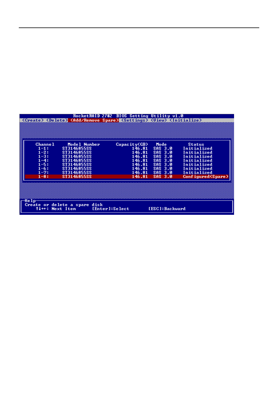 4 - add/remove spare disks, 5 - settings | HighPoint RocketRAID 2782 User Manual | Page 19 / 60