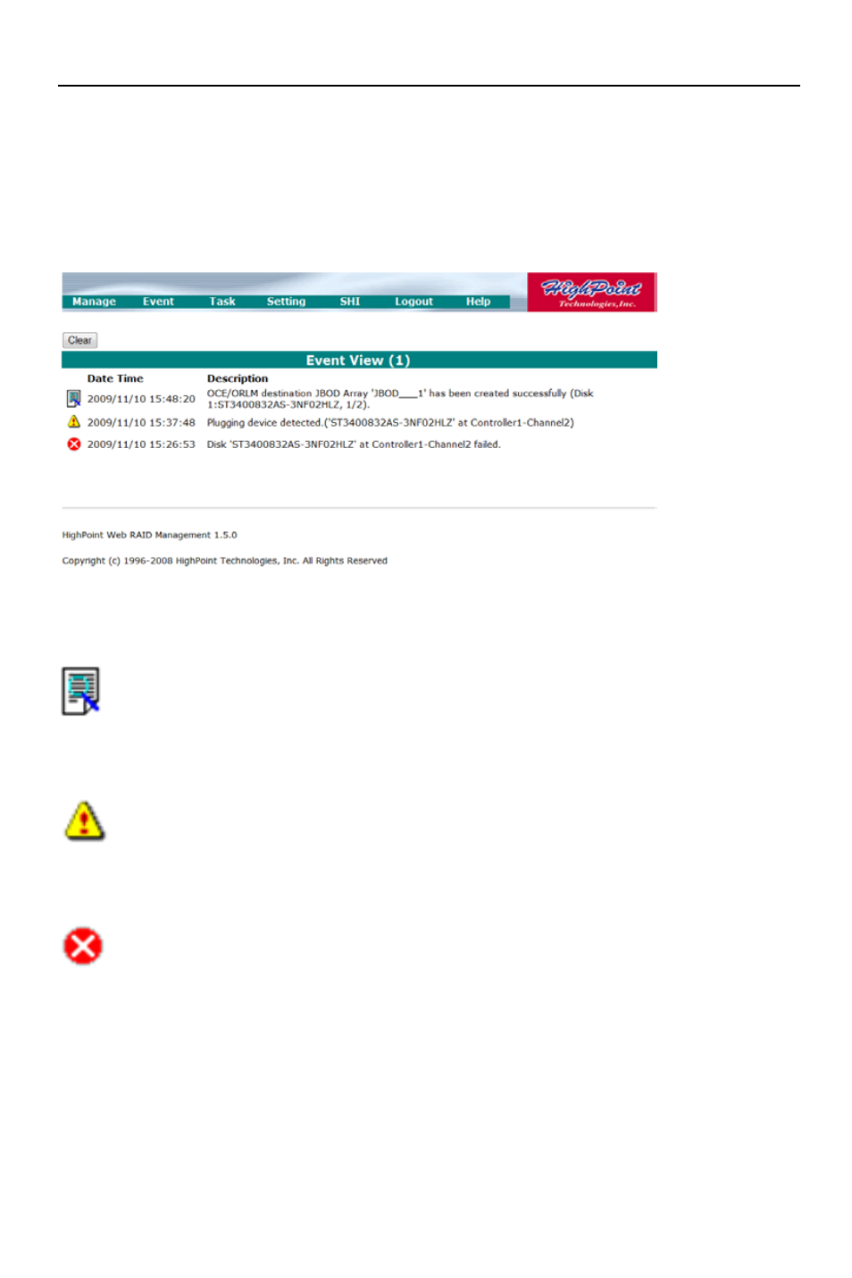 9 - web gui - event notification | HighPoint RocketRAID 2782 User Manual | Page 48 / 60