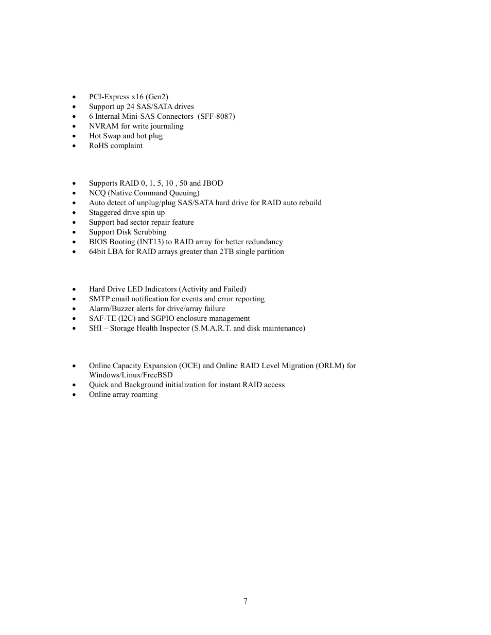 1 - features and specifications | HighPoint RocketRAID 2760A User Manual | Page 7 / 60