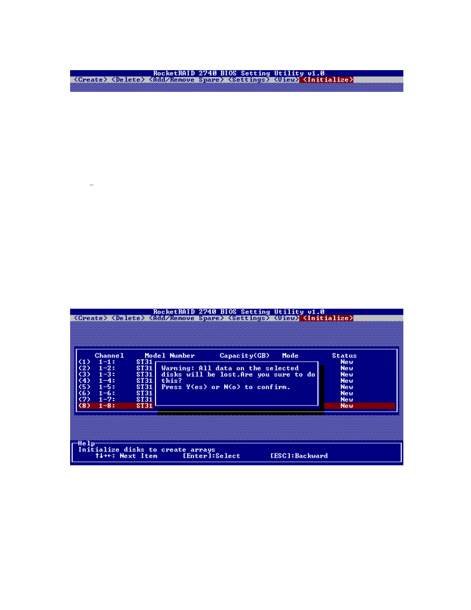 Bios commands, 2 - creating raid arrays | HighPoint RocketRAID 2740 User Manual | Page 14 / 65
