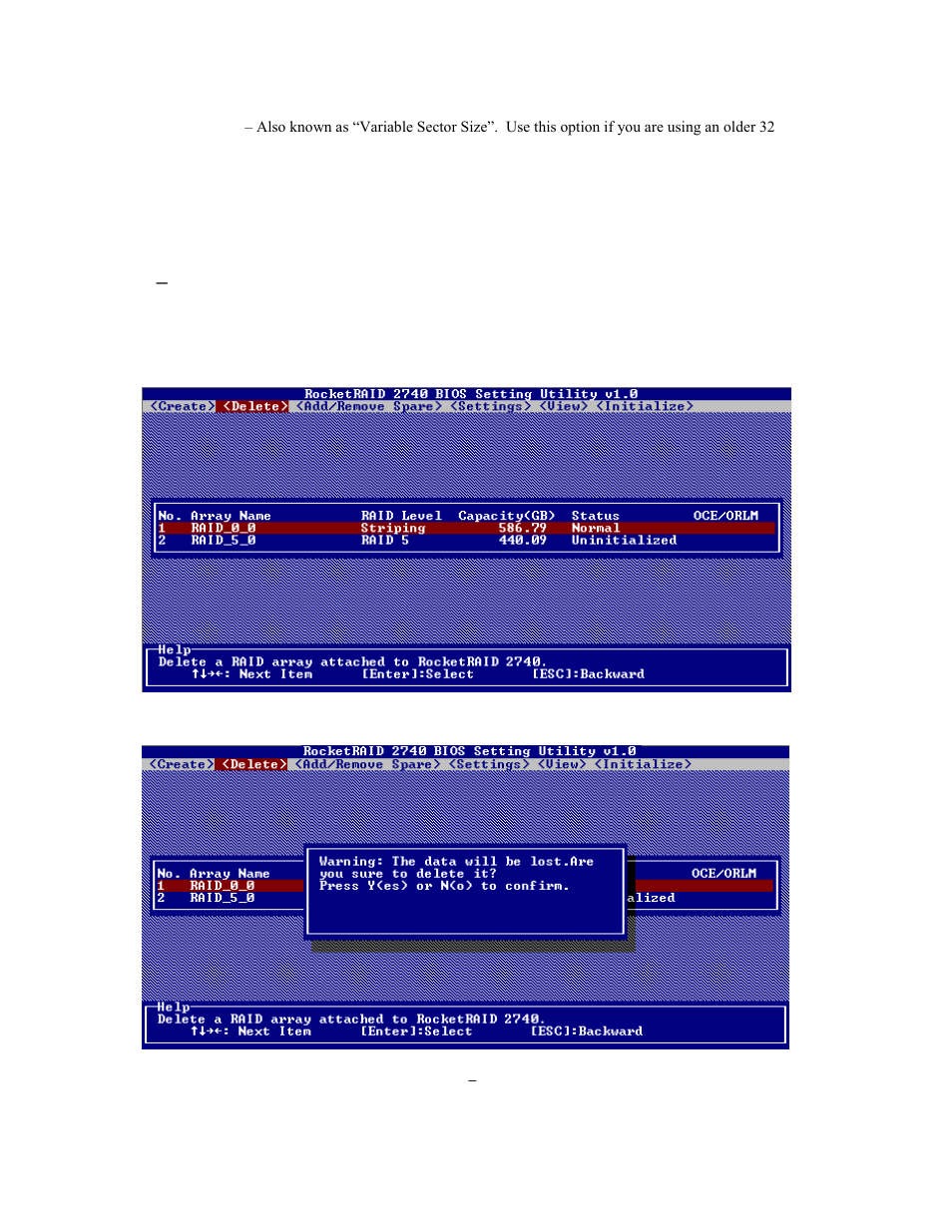 3 – deleting arrays | HighPoint RocketRAID 2740 User Manual | Page 17 / 65