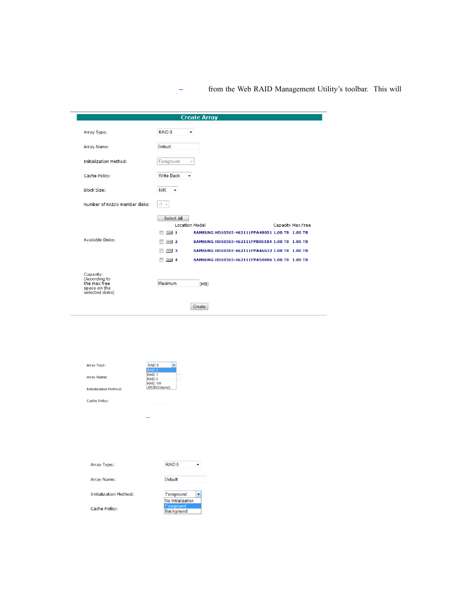 Create an array | HighPoint RocketRAID 2740 User Manual | Page 38 / 65