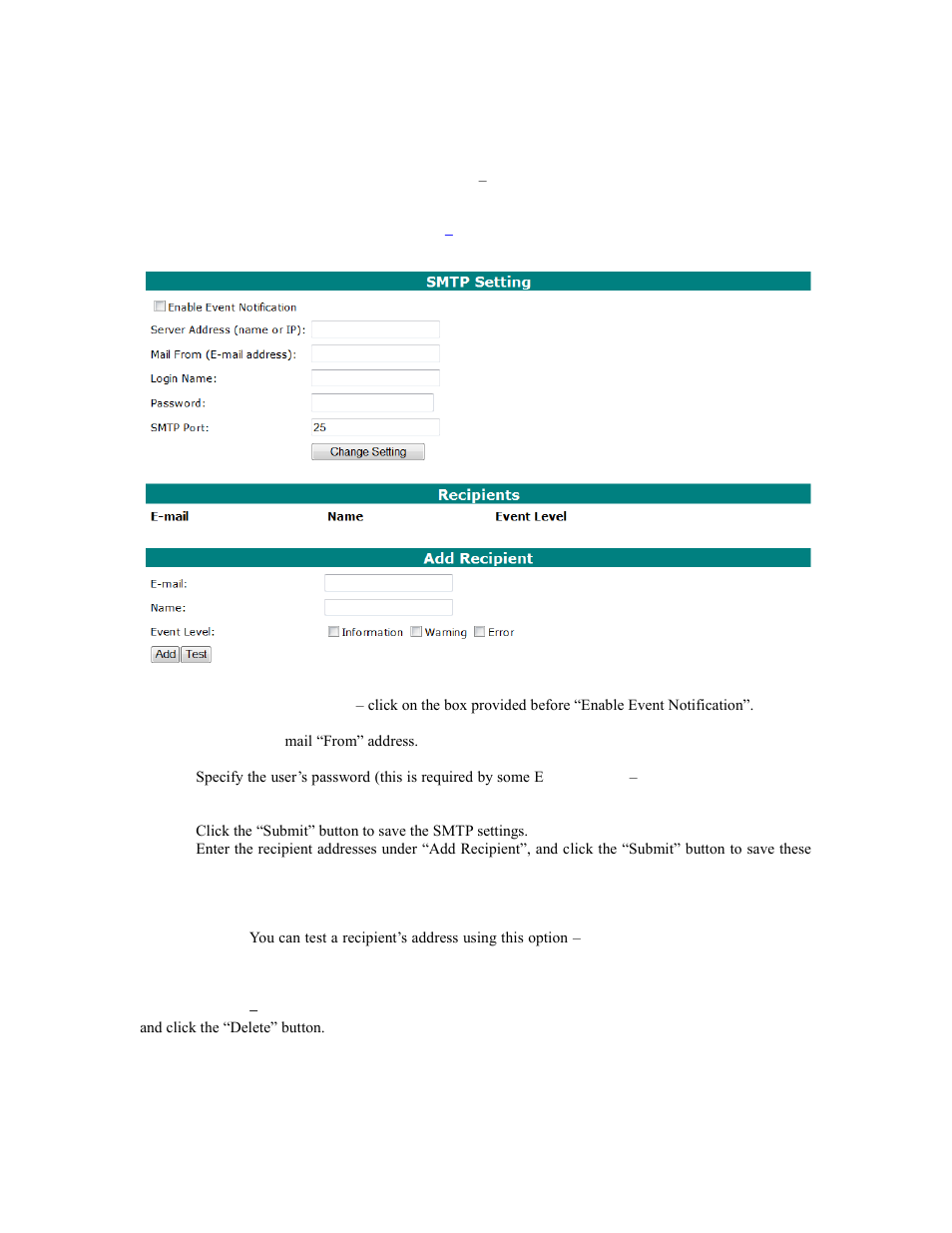 Configuring smtp (e-mail) notification | HighPoint RocketRAID 2740 User Manual | Page 50 / 65