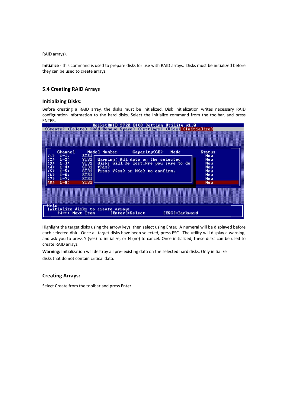 Creating raid arrays, 4 creating raid arrays | HighPoint RocketRAID 2710 User Manual | Page 10 / 23