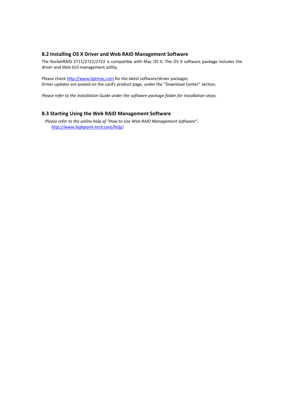 Starting using the web raid management software, 3 starting using the web raid management software | HighPoint RocketRAID 2710 User Manual | Page 21 / 23