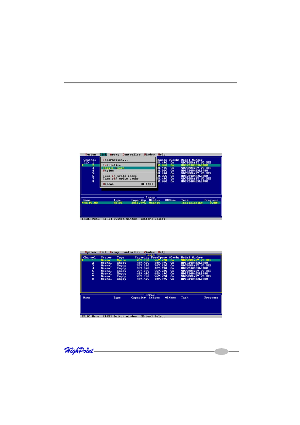 Spare disks | HighPoint RocketRAID 4460 User Manual | Page 33 / 59