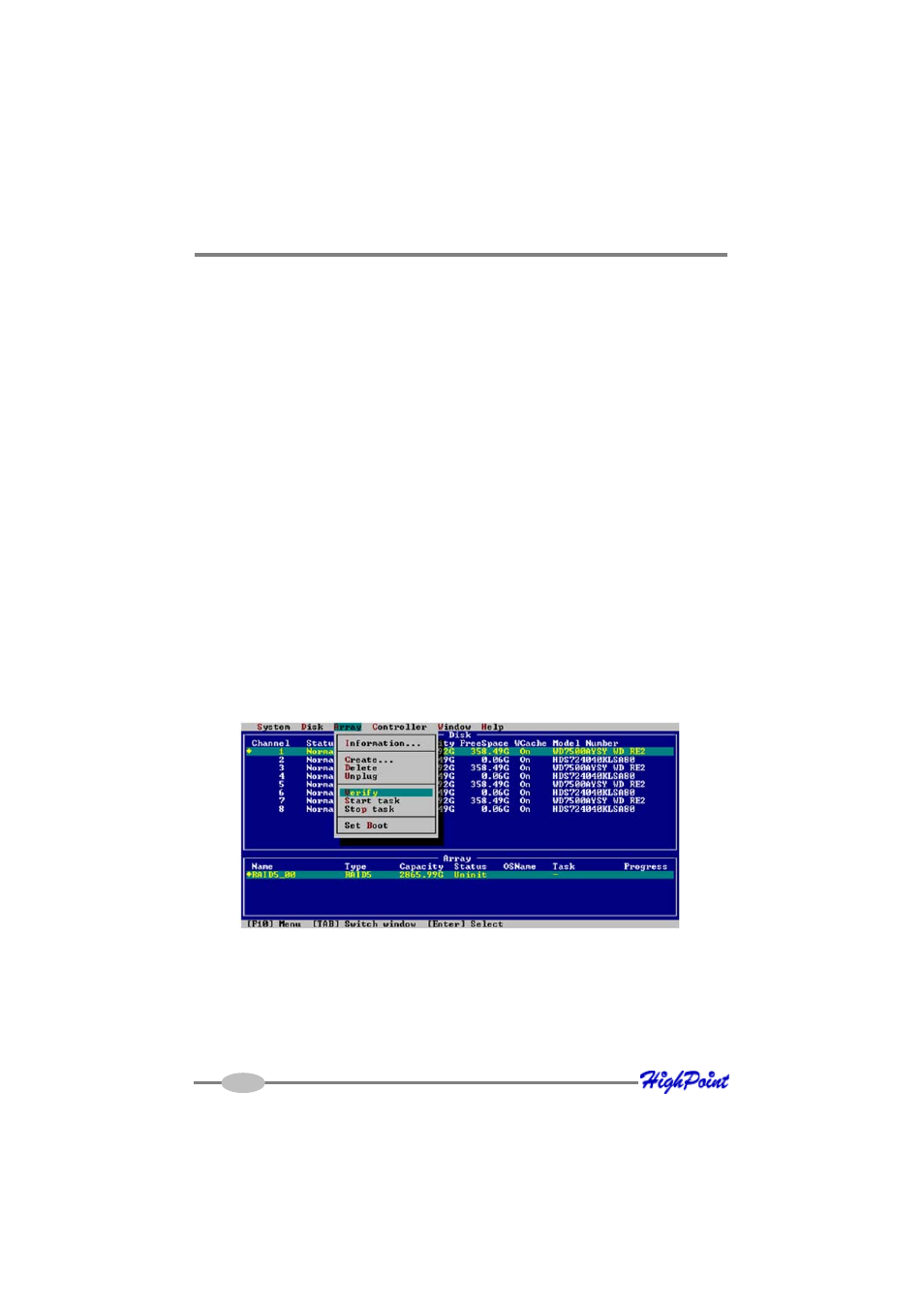 Verifying arrays | HighPoint RocketRAID 4460 User Manual | Page 34 / 59