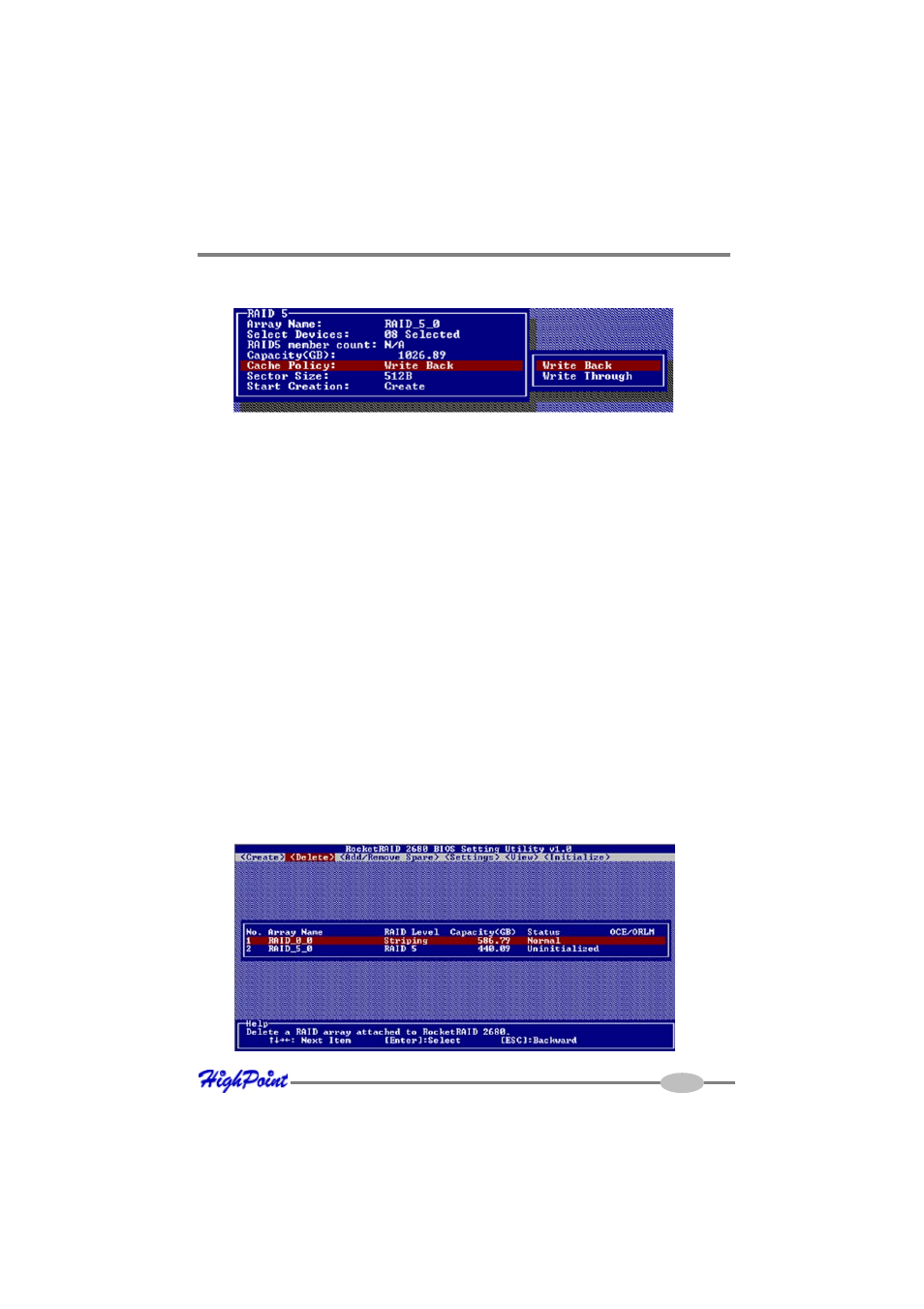3 – deleting arrays | HighPoint RocketRAID 2680SGL User Manual | Page 19 / 35